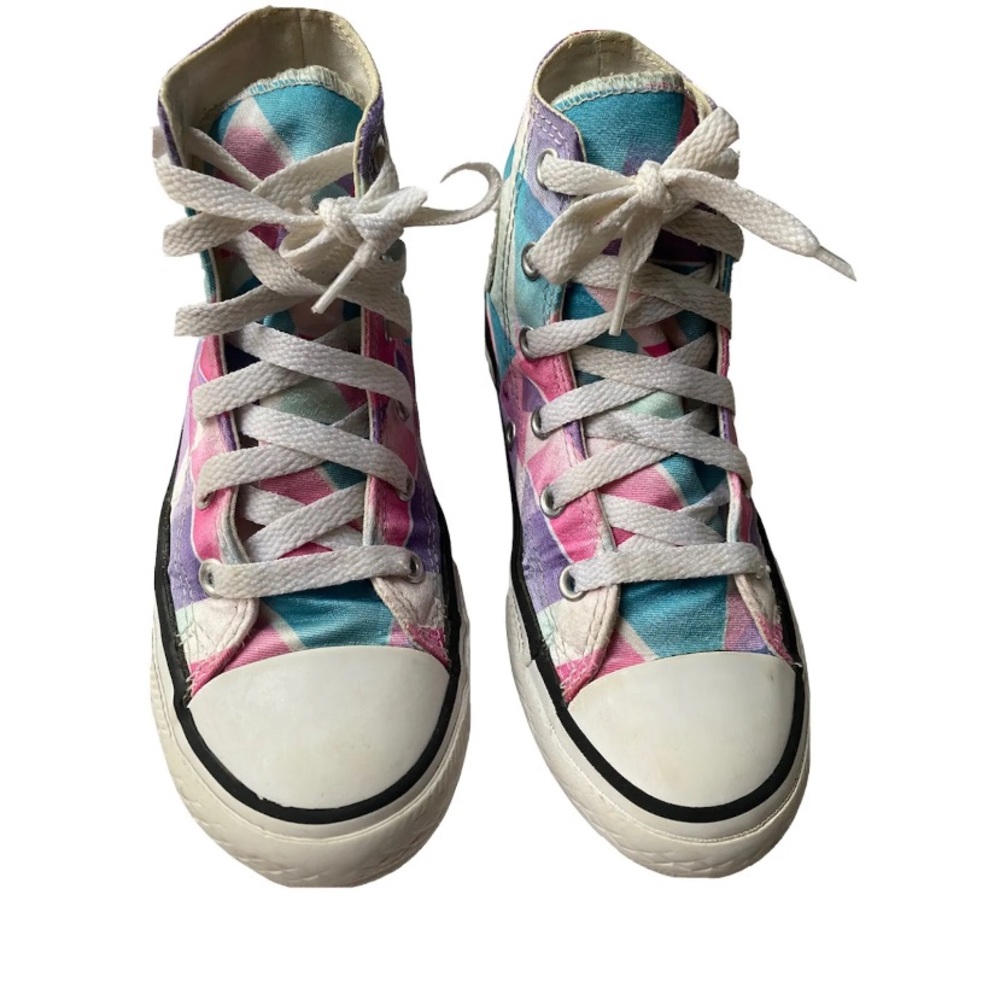 Converse All Star High Top Youth Size 13 Satin Geometric Multicolor Chuck Taylor